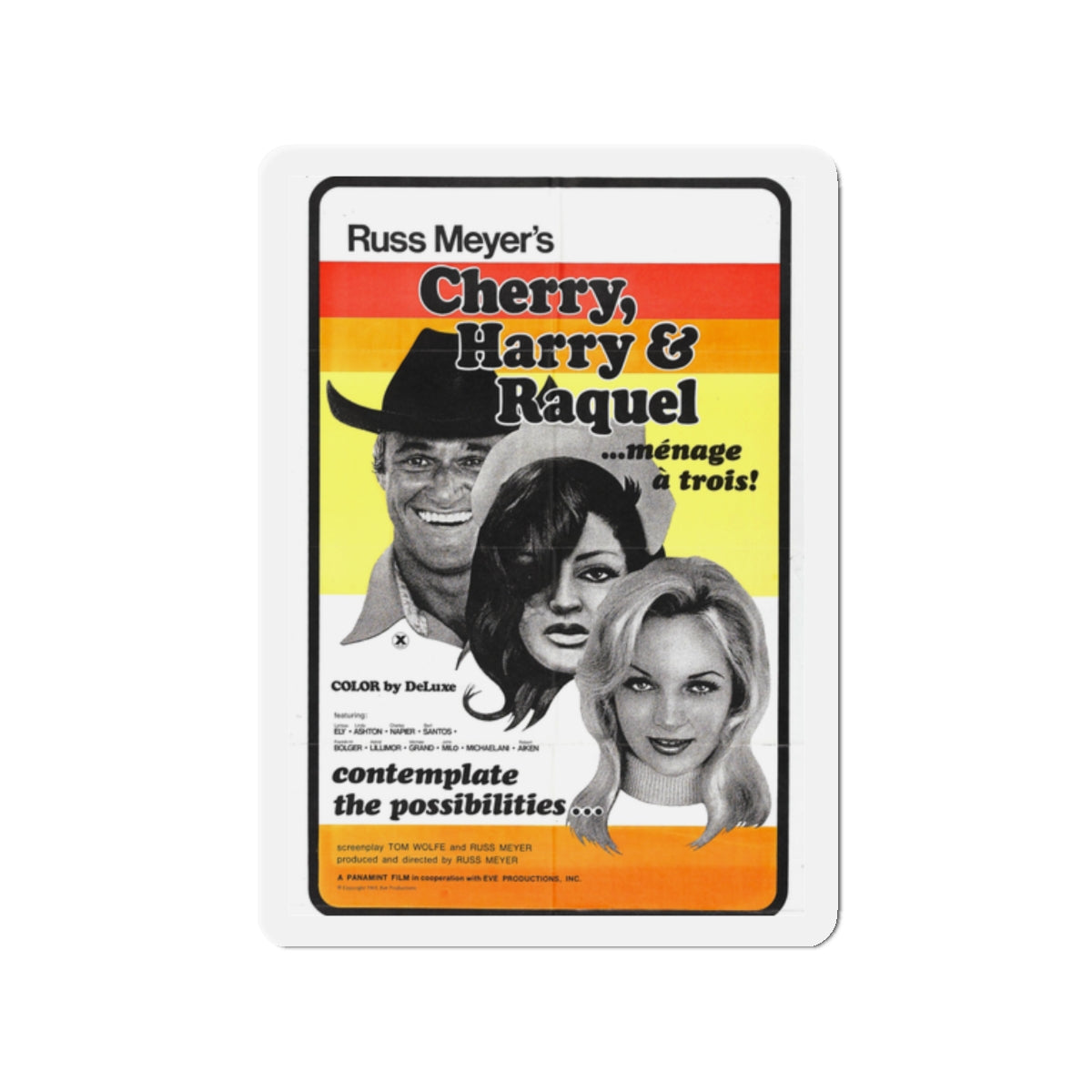 CHERRY, HARRY & RAQUEL 1969 Movie Poster - Die-Cut Magnet-2" x 2"-The Sticker Space