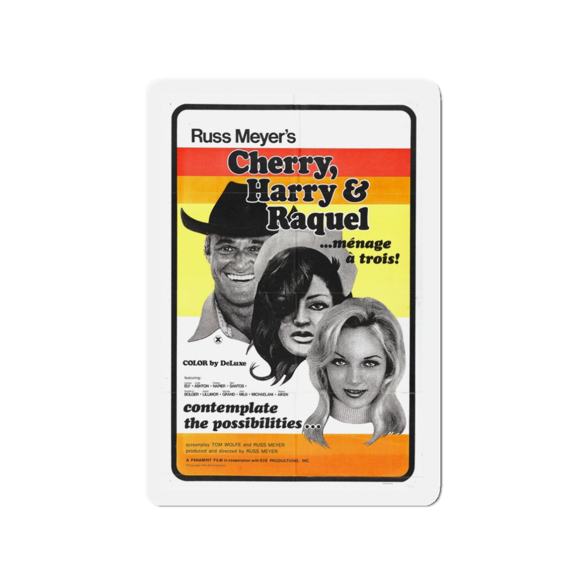 CHERRY, HARRY & RAQUEL 1969 Movie Poster - Die-Cut Magnet-3" x 3"-The Sticker Space