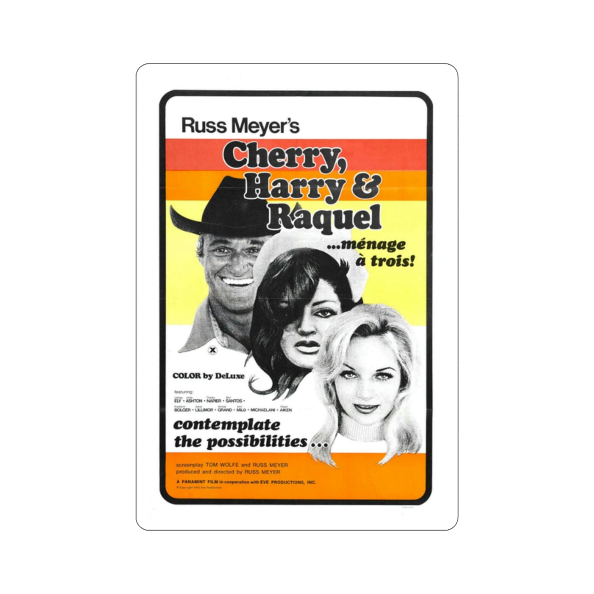 Cherry Harry & Raquel! 1970 Movie Poster STICKER Vinyl Die-Cut Decal-2 Inch-The Sticker Space