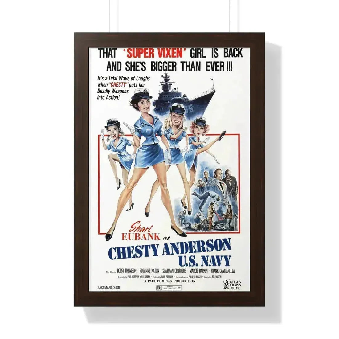 CHESTY ANDERSON, US NAVY 1976 - Framed Movie Poster 16″ x 24″ Walnut - The Sticker Space