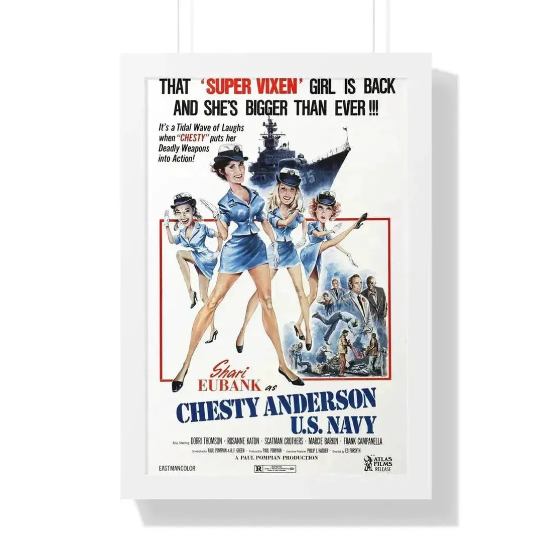 CHESTY ANDERSON, US NAVY 1976 - Framed Movie Poster 16″ x 24″ White - The Sticker Space