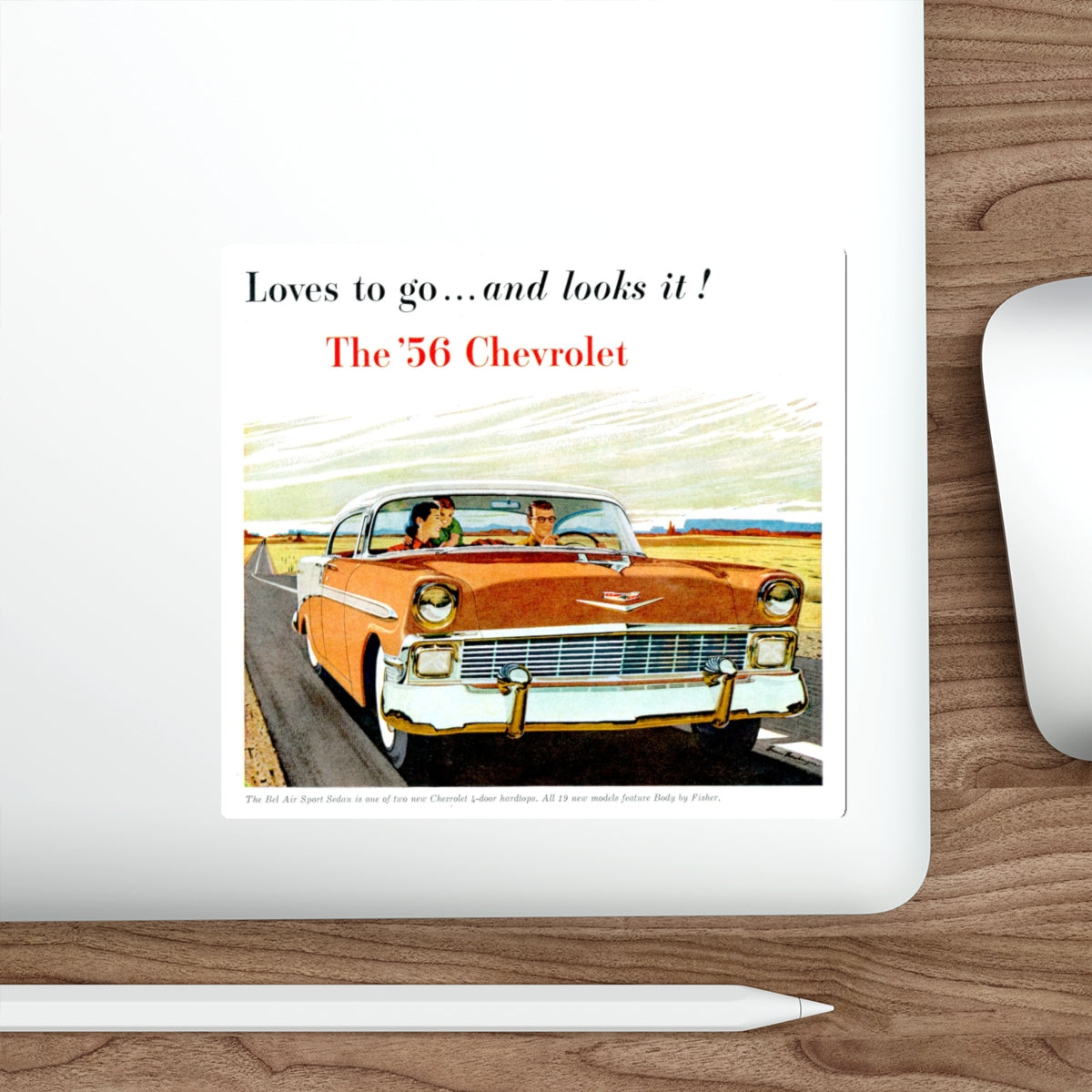 Chevrolet ad, 1956 (Magazine Illustration) STICKER Vinyl Die-Cut Decal-The Sticker Space