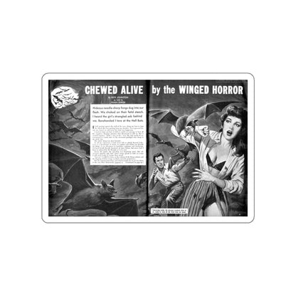 Chewed Alive by the Winged Horror, Men Today, April 1961 (Magazine Illustration) STICKER Vinyl Die-Cut Decal-White-The Sticker Space