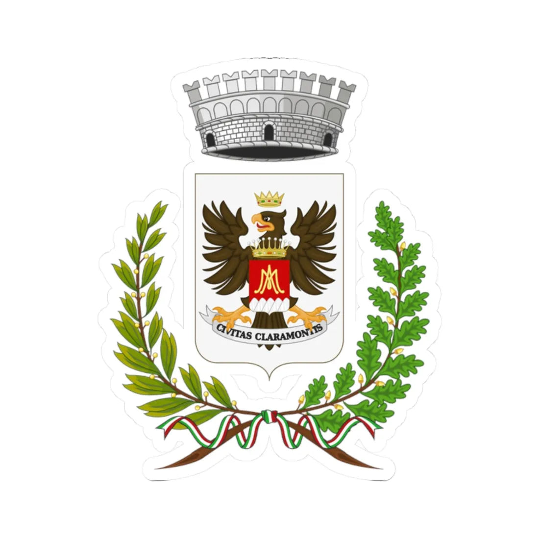 Chiaramonte Gulfi-Stemma var (Italy) (Coat of Arms) STICKER Vinyl Kiss-Cut Decal 2 Inch White - The Sticker Space