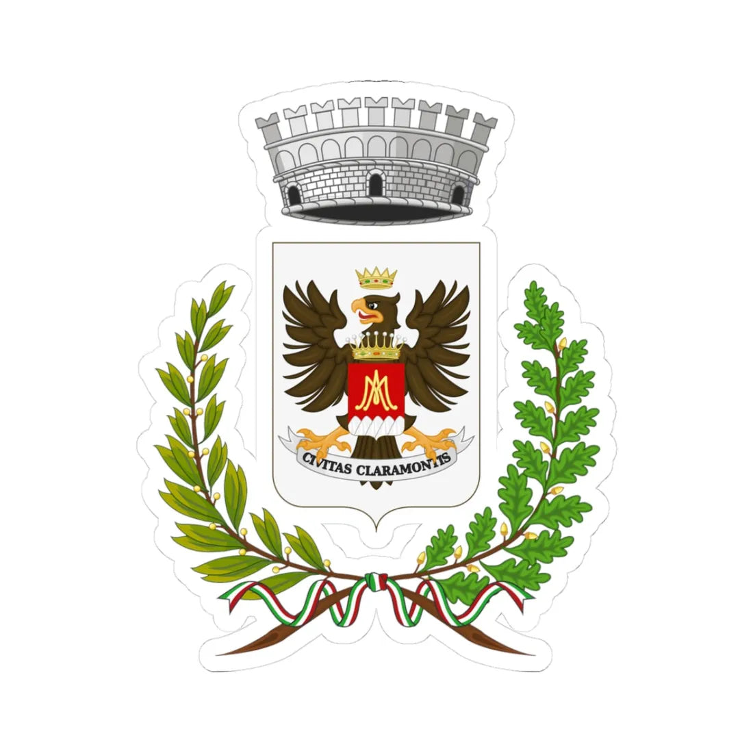 Chiaramonte Gulfi-Stemma var (Italy) (Coat of Arms) STICKER Vinyl Kiss-Cut Decal 3 Inch White - The Sticker Space