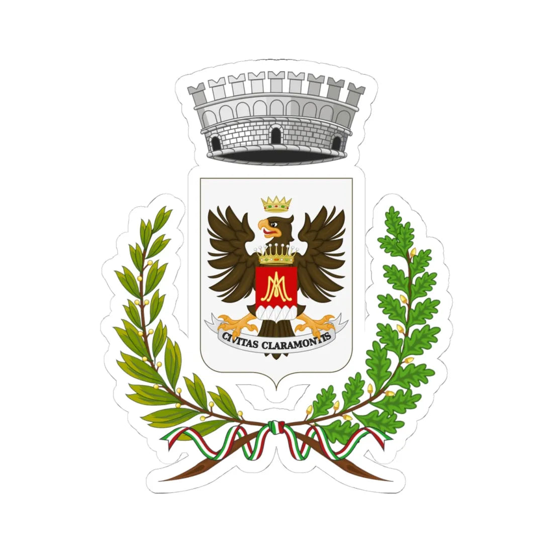Chiaramonte Gulfi-Stemma var (Italy) (Coat of Arms) STICKER Vinyl Kiss-Cut Decal 4 Inch White - The Sticker Space