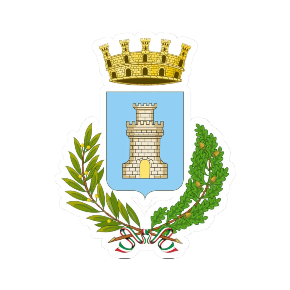 Chiaravalle Centrale-Stemma (Italy) (Coat of Arms) STICKER Vinyl Kiss-Cut Decal 2 Inch White - The Sticker Space