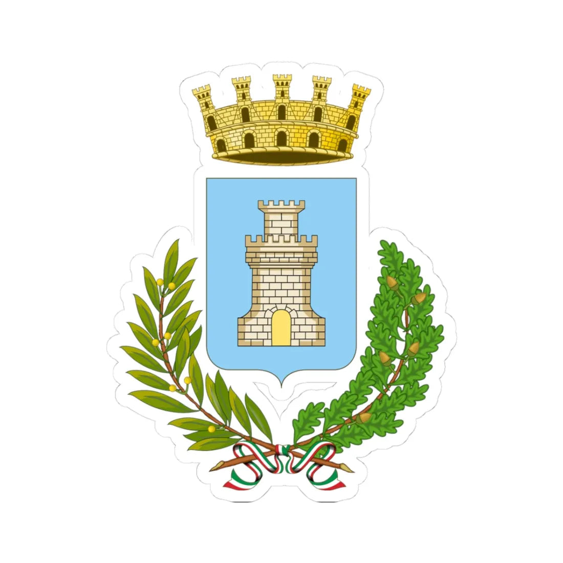 Chiaravalle Centrale-Stemma (Italy) (Coat of Arms) STICKER Vinyl Kiss-Cut Decal 3 Inch White - The Sticker Space