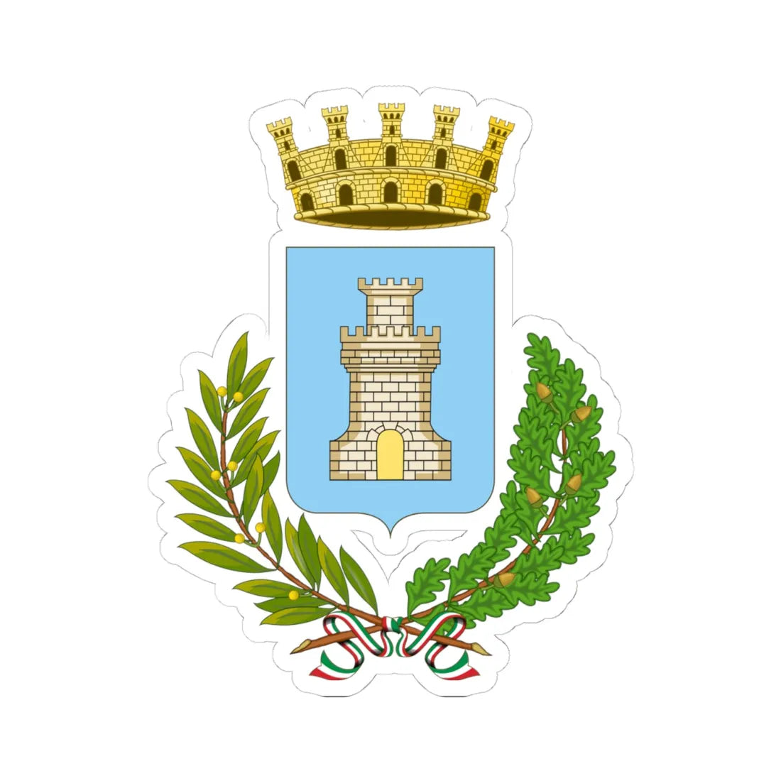 Chiaravalle Centrale-Stemma (Italy) (Coat of Arms) STICKER Vinyl Kiss-Cut Decal 4 Inch White - The Sticker Space