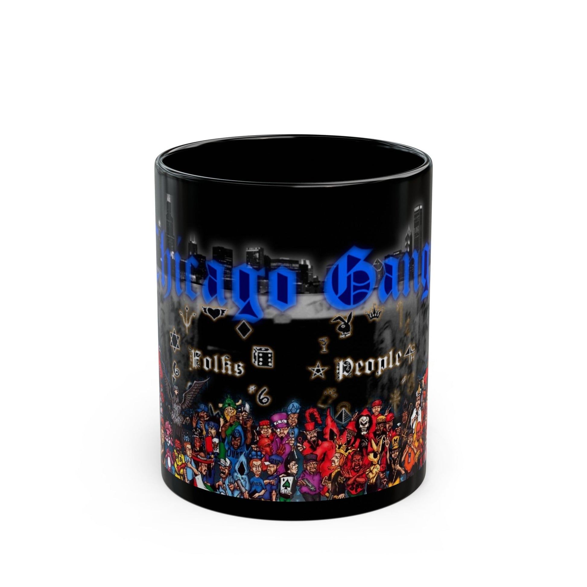 Chicago Gangs (Folks and People) Black Coffee Mug-11oz-The Sticker Space