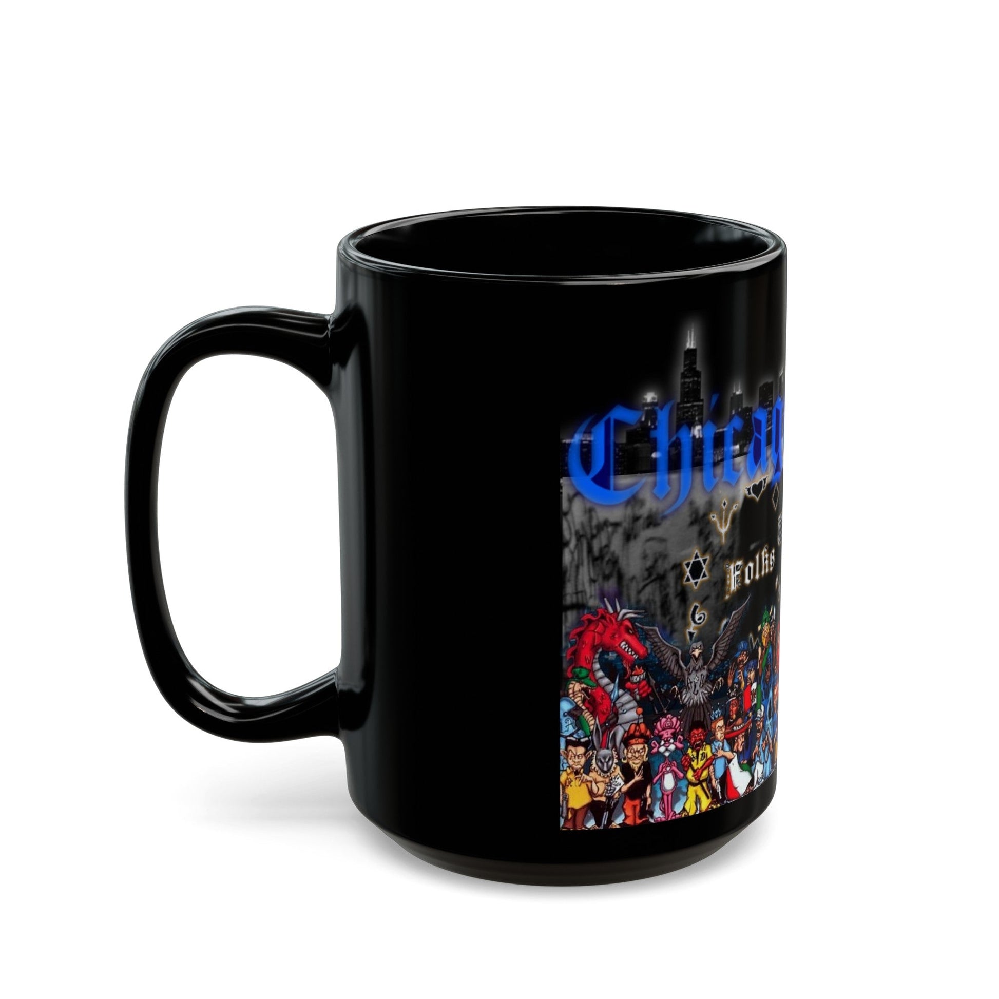 Chicago Gangs (Folks and People) Black Coffee Mug-The Sticker Space