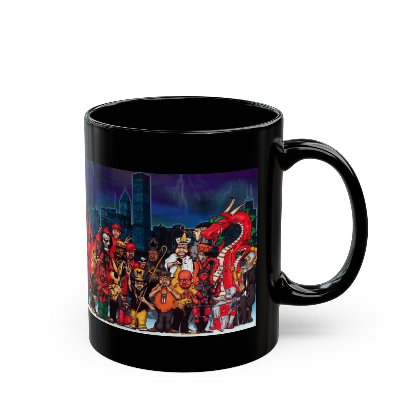 Chicago Gangs (Folks and People v2) Black Coffee Mug-The Sticker Space