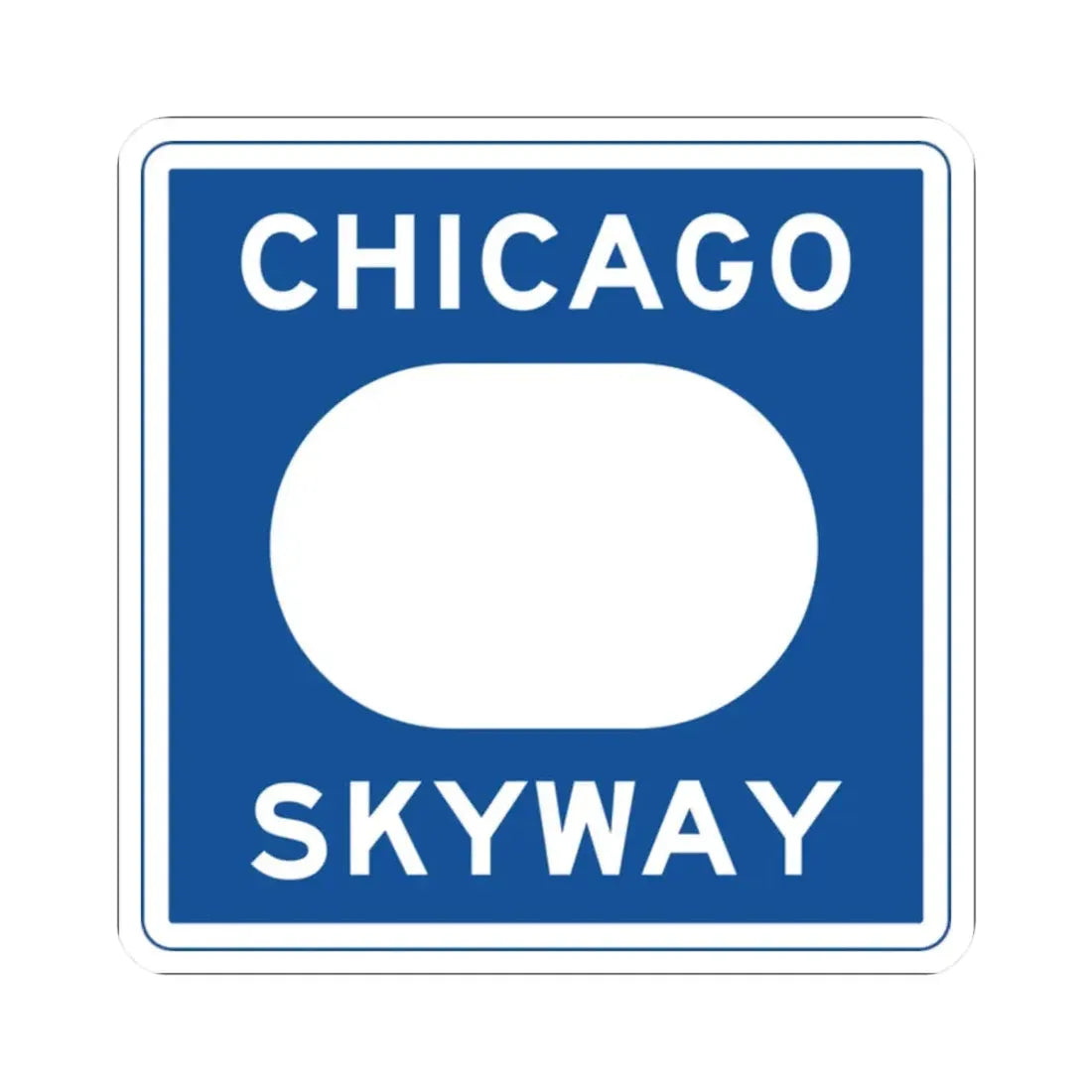 Chicago Skyway logo (Illinois) (Road Sign) STICKER Vinyl Kiss-Cut Decal 2 Inch White - The Sticker Space