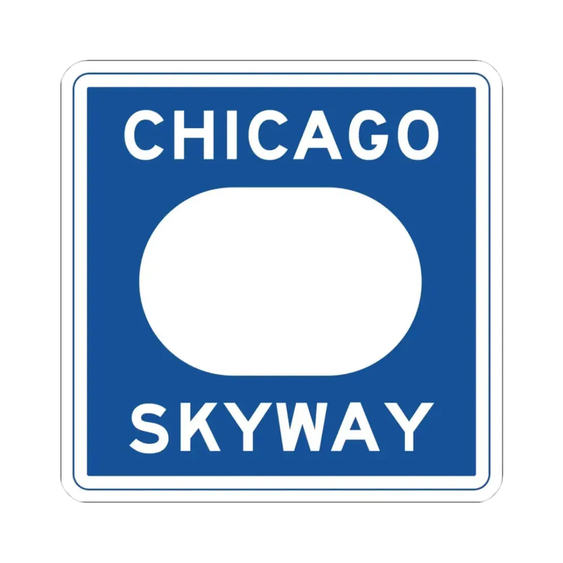 Chicago Skyway logo (Illinois) (Road Sign) STICKER Vinyl Kiss-Cut Decal 3 Inch White - The Sticker Space