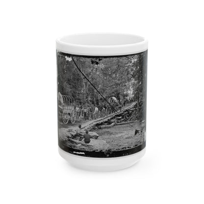 Chickahominy River, Va. Grapevine Bridge Built May 27-28, 1862, By The 5th New Hampshire Infantry Under Col. Edward E. Cross (U.S. Civil War) White Coffee Mug