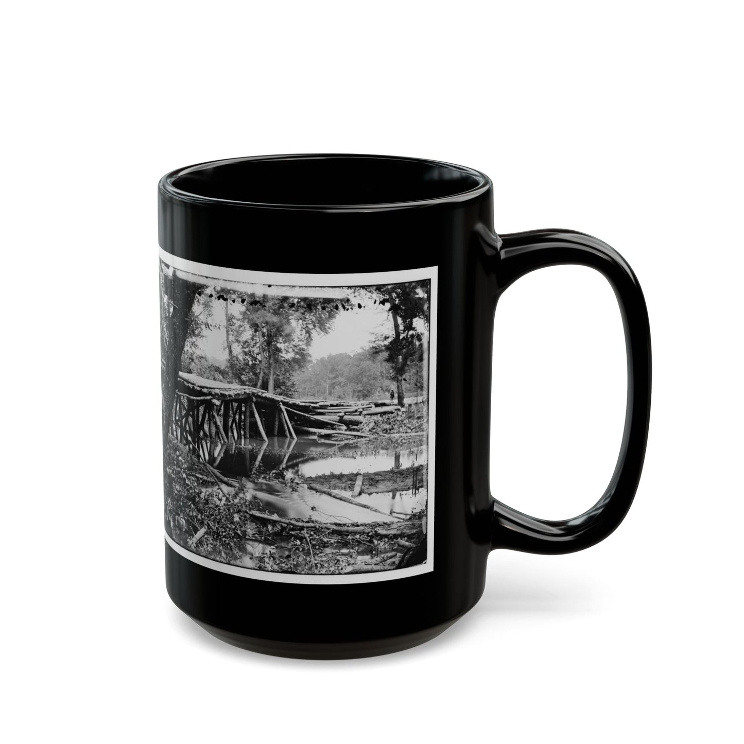 Chickahominy River, Va. Military Bridge Built By The 15th New York Volunteers Under Col. John Mcl. Murphy (U.S. Civil War) Black Coffee Mug