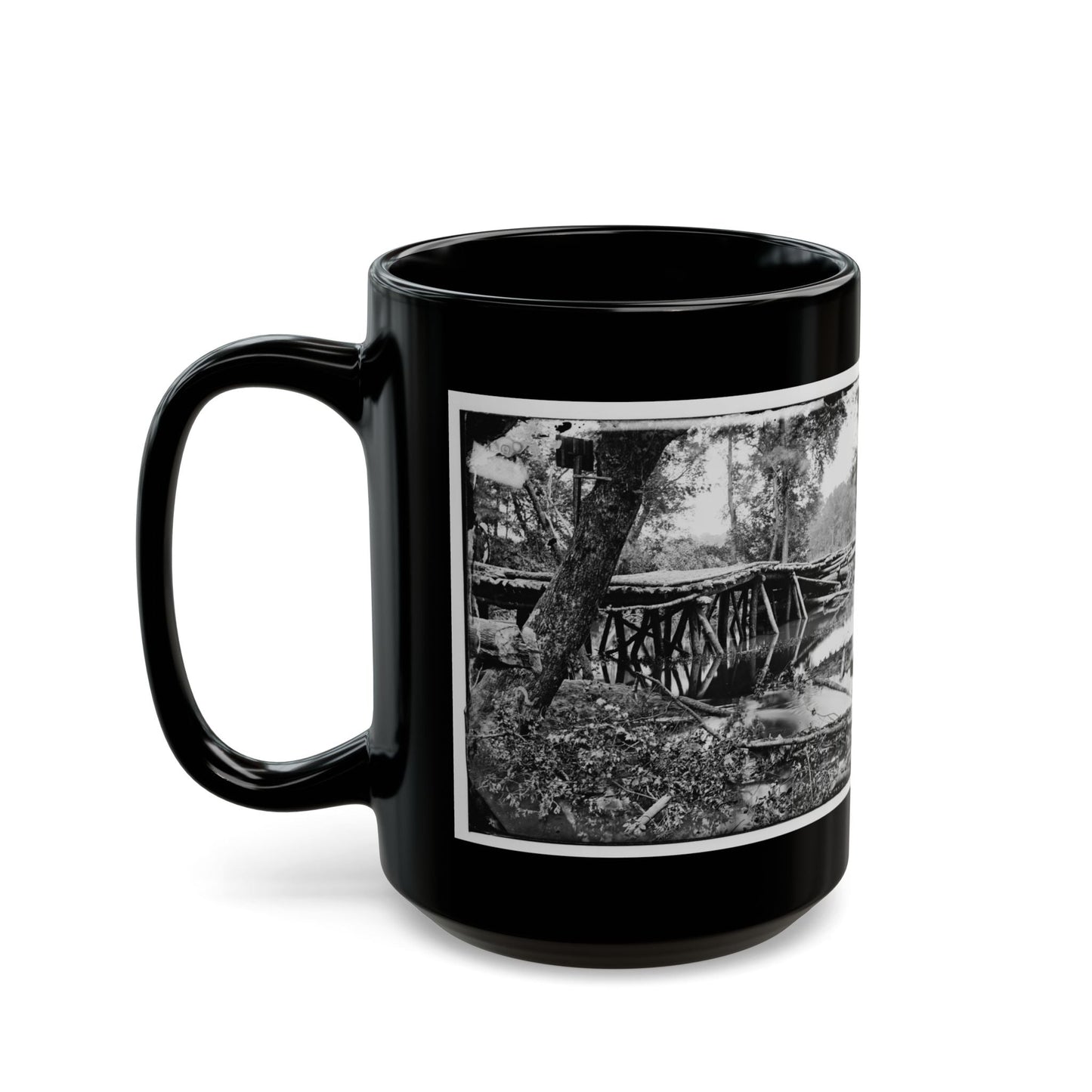 Chickahominy River, Va. Military Bridge Built By The 15th New York Volunteers Under Col. John Mcl. Murphy (U.S. Civil War) Black Coffee Mug