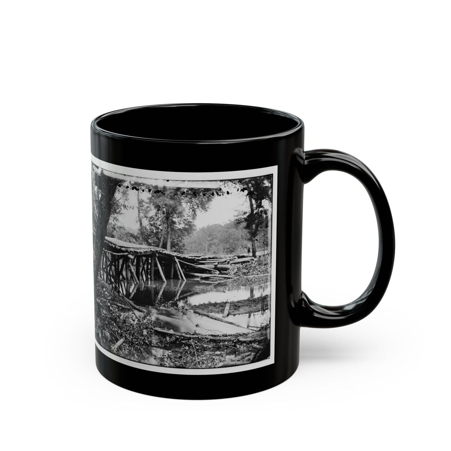 Chickahominy River, Va. Military Bridge Built By The 15th New York Volunteers Under Col. John Mcl. Murphy (U.S. Civil War) Black Coffee Mug