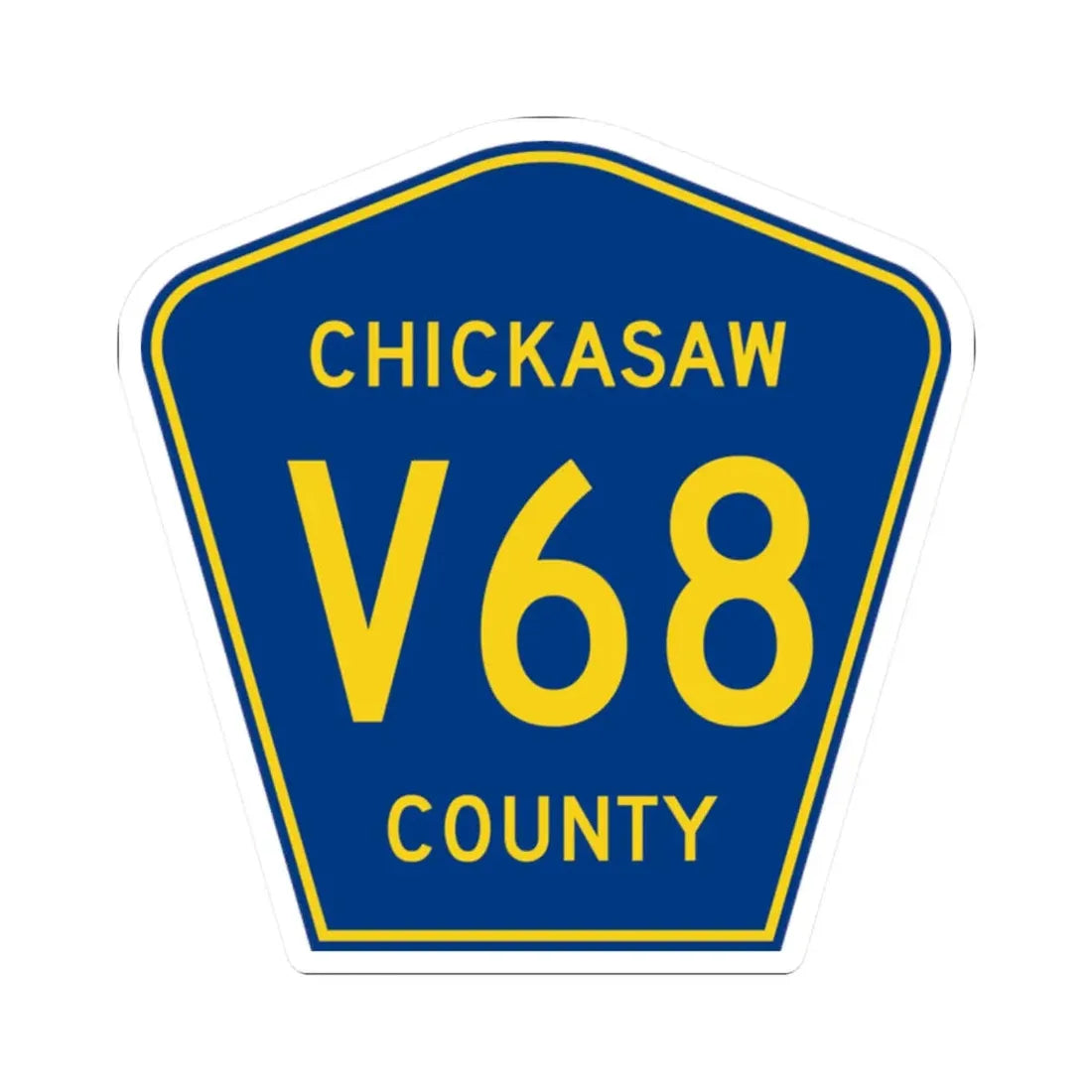 Chickasaw County Route V68 IA (Iowa) (Road Sign) STICKER Vinyl Kiss-Cut Decal 2 Inch White - The Sticker Space
