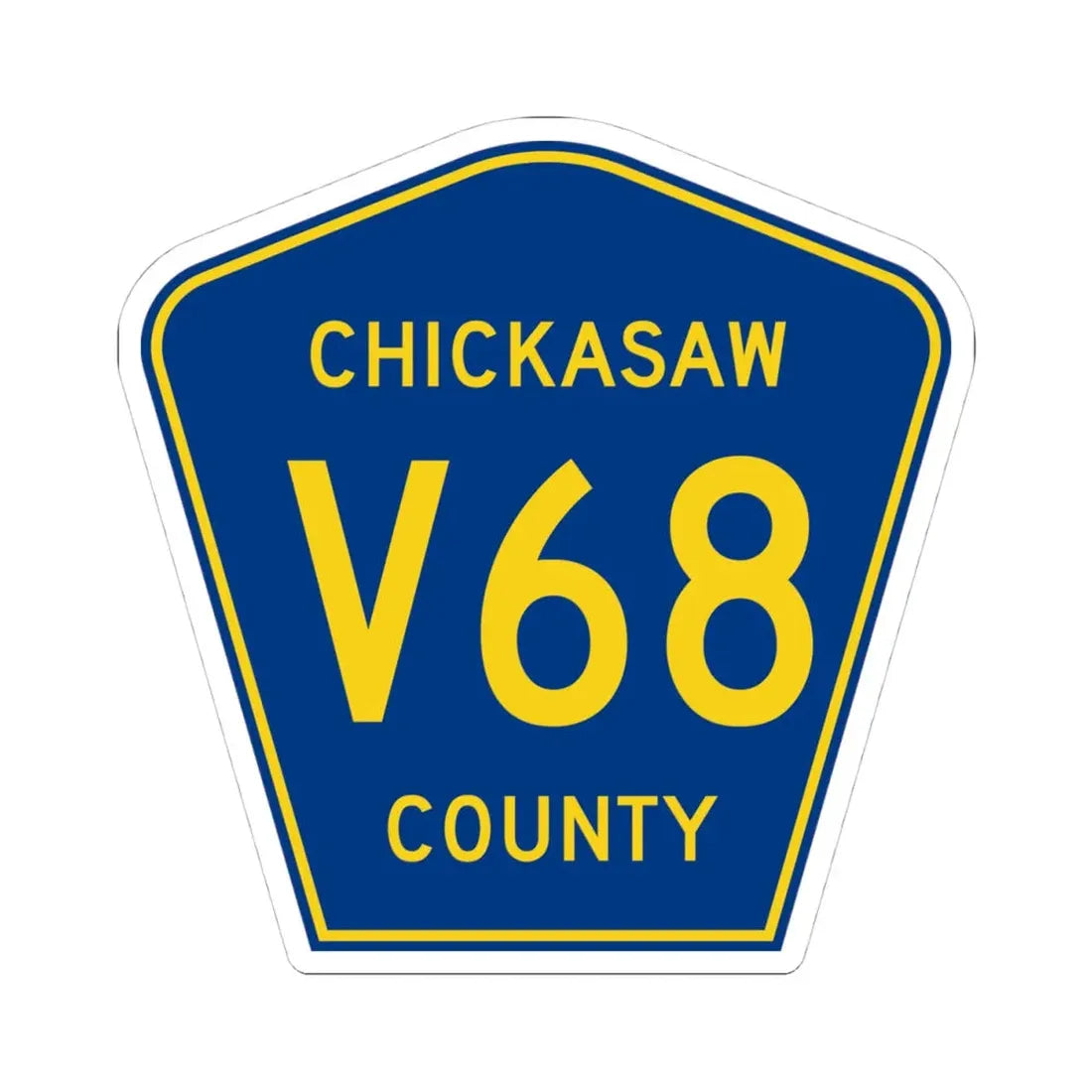 Chickasaw County Route V68 IA (Iowa) (Road Sign) STICKER Vinyl Kiss-Cut Decal 4 Inch White - The Sticker Space