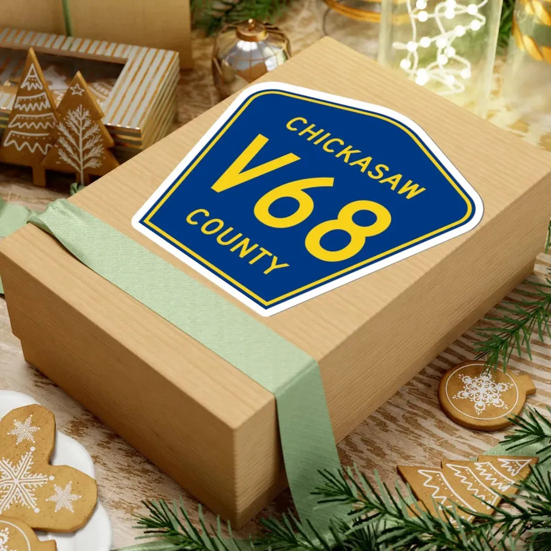 Chickasaw County Route V68 IA (Iowa) (Road Sign) STICKER Vinyl Kiss-Cut Decal - The Sticker Space