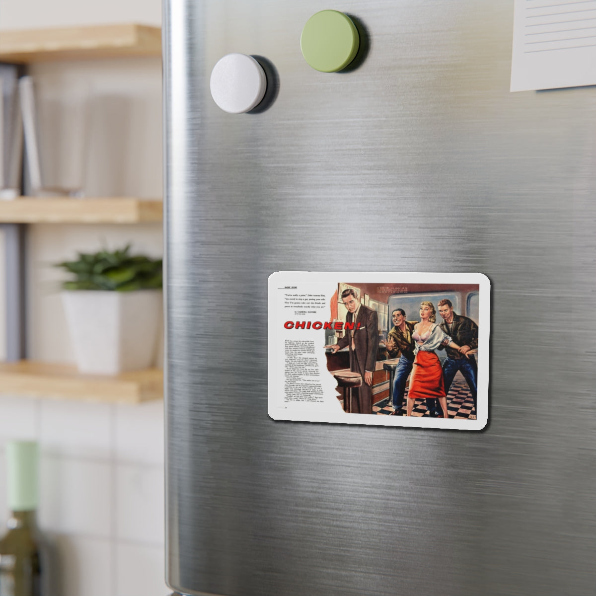 Chicken! (Magazine Illustration) Refrigerator Magnet-The Sticker Space