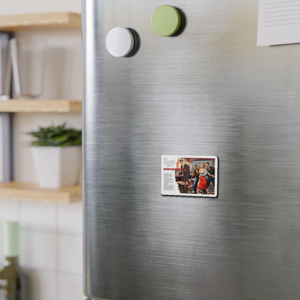 Chicken! (Magazine Illustration) Refrigerator Magnet-The Sticker Space