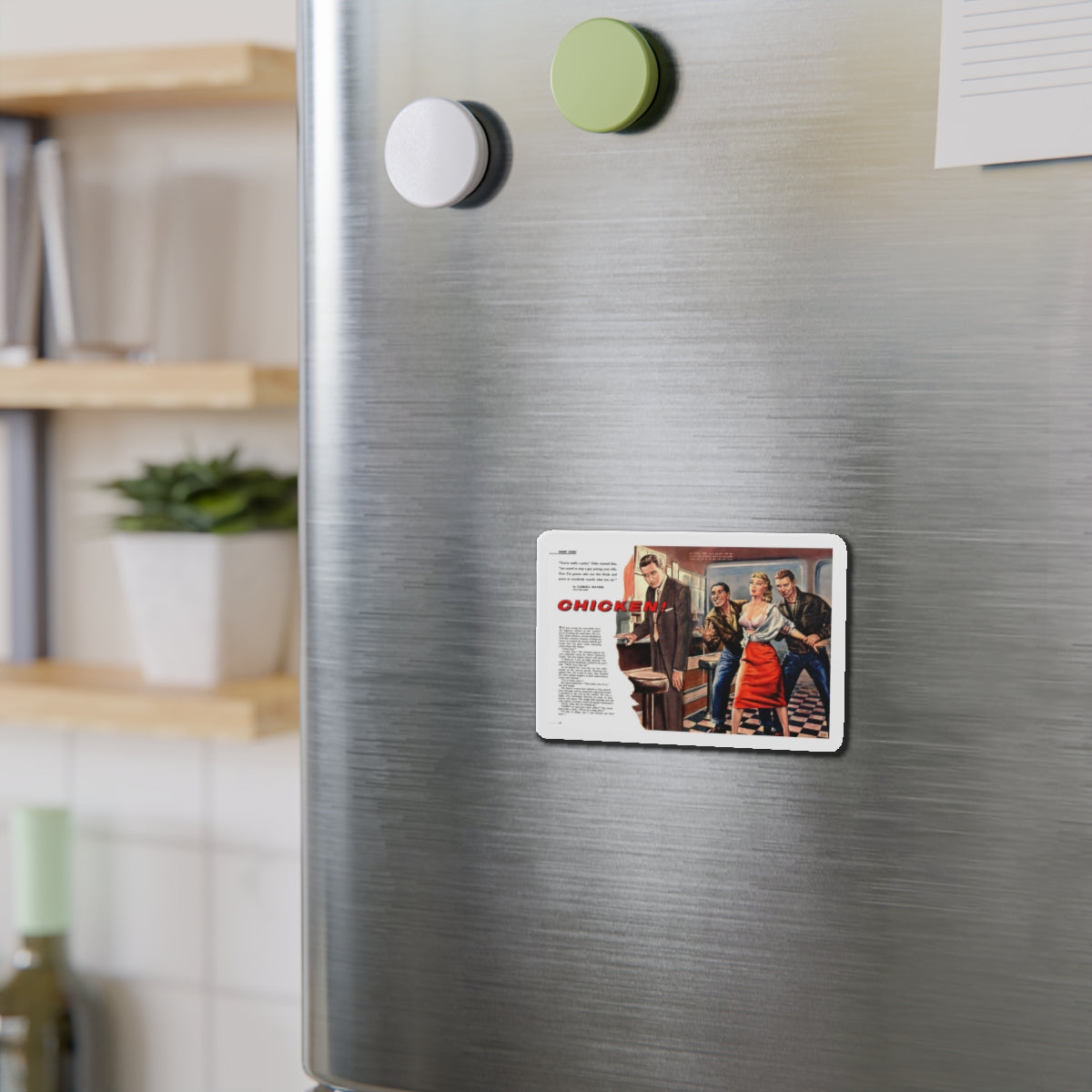 Chicken! (Magazine Illustration) Refrigerator Magnet-The Sticker Space