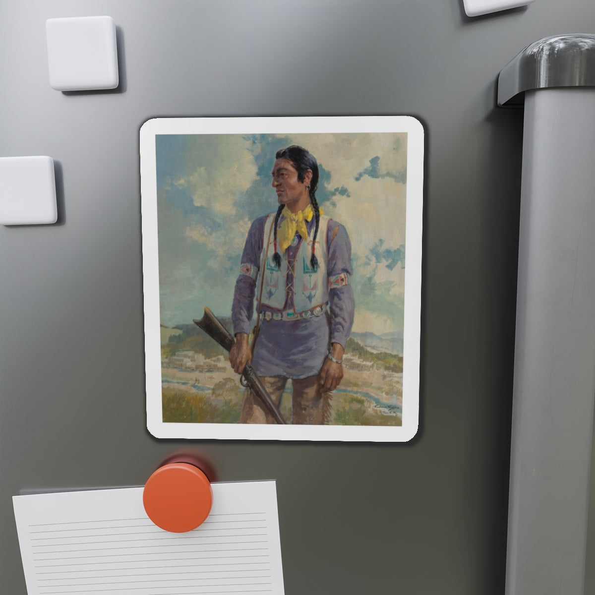 Chief Blackfoot (Magazine Illustration) Refrigerator Magnet-The Sticker Space