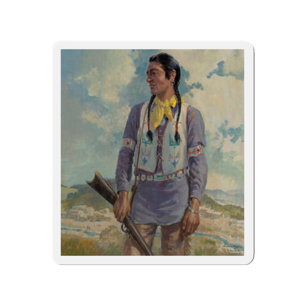 Chief Blackfoot (Magazine Illustration) Refrigerator Magnet-2" x 2"-The Sticker Space