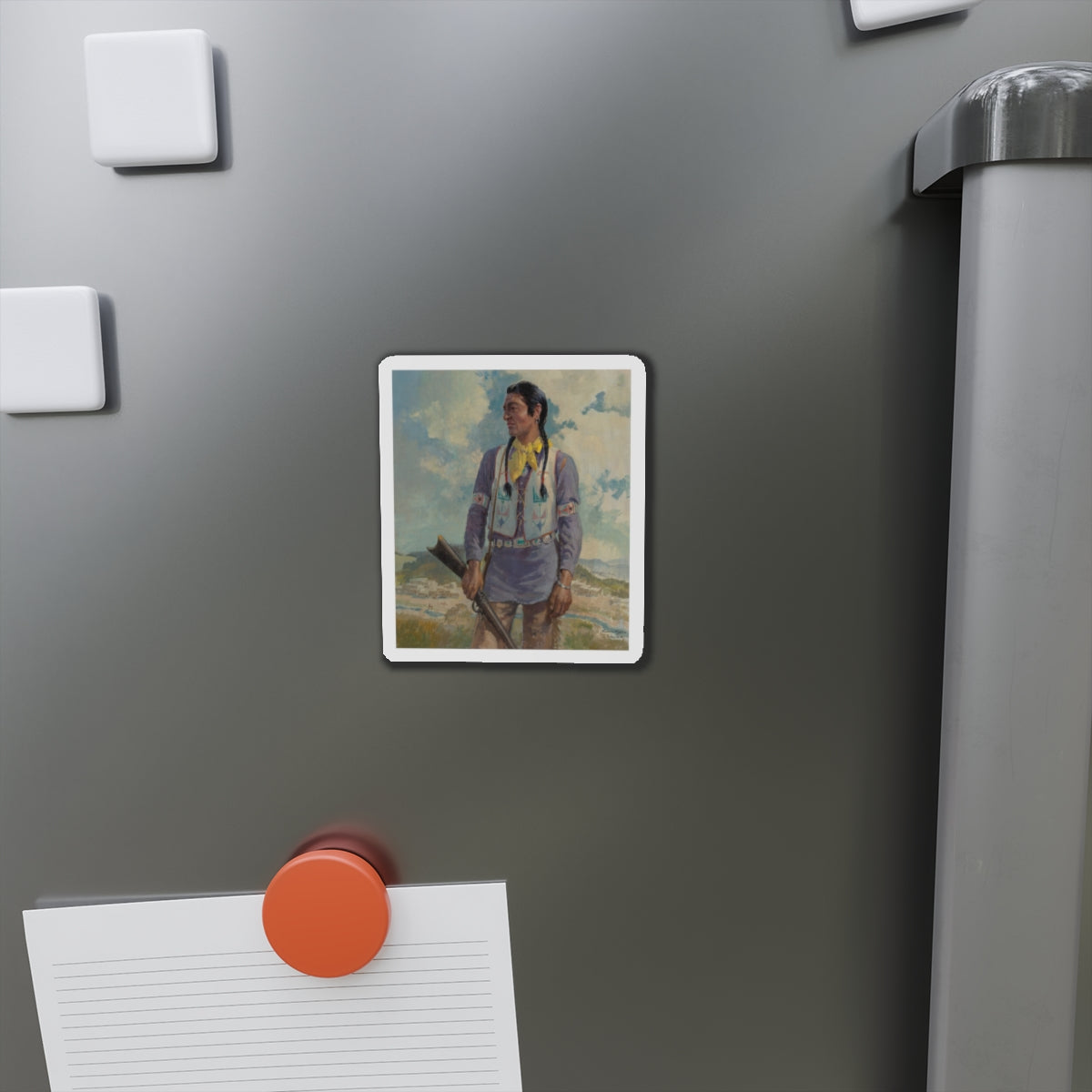 Chief Blackfoot (Magazine Illustration) Refrigerator Magnet-The Sticker Space