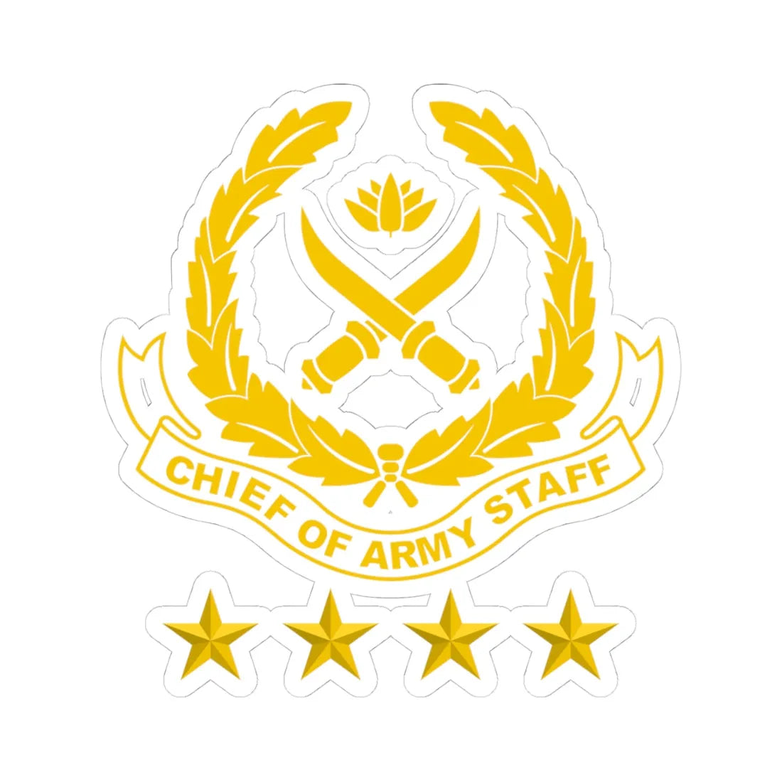 Chief of Army Staff Bangladesh Emblem (Bangladesh) (Coat of Arms) STICKER Vinyl Kiss-Cut Decal 4 Inch White - The Sticker Space