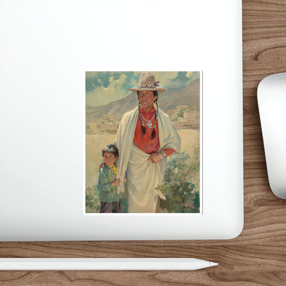 Chief Red Dancer and Grandson, 1953 (Magazine Illustration) STICKER Vinyl Die-Cut Decal-The Sticker Space