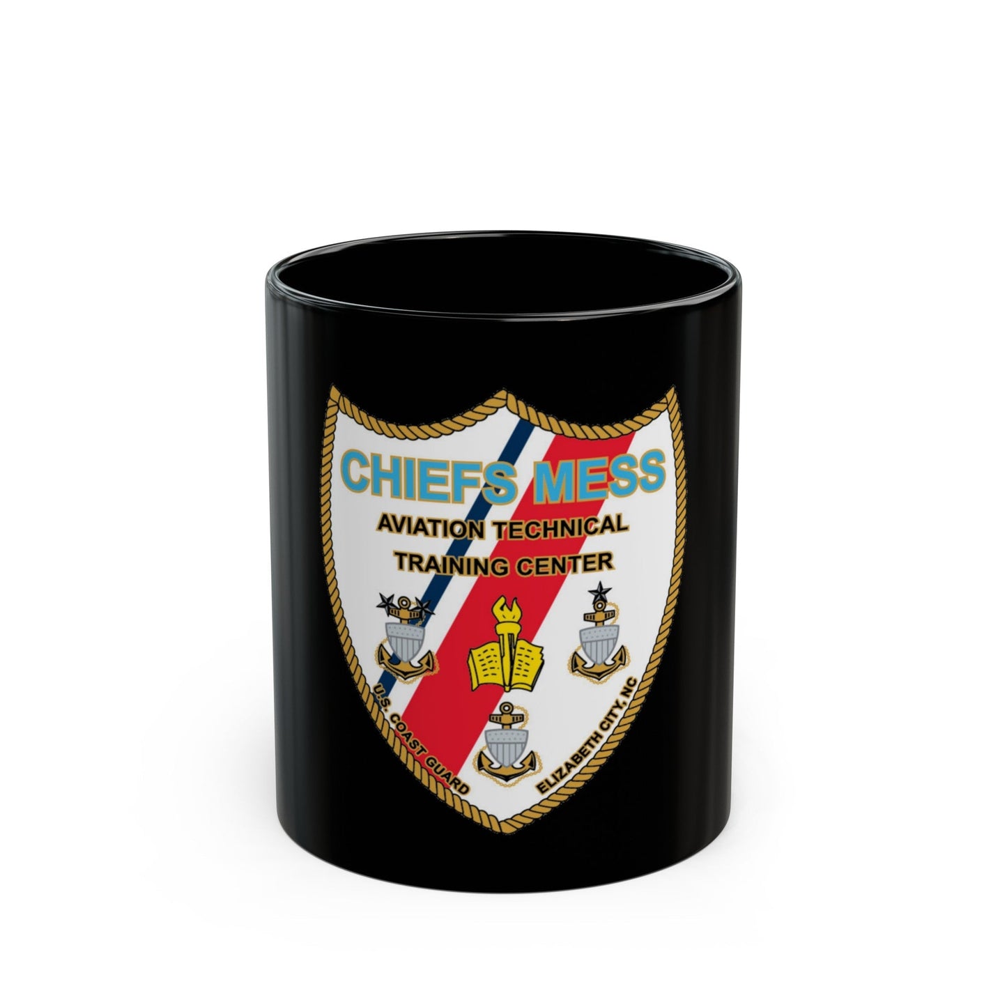 Chiefs Mess ATTC USCGC Elizabeth City NC (U.S. Coast Guard) Black Coffee Mug-11oz-The Sticker Space