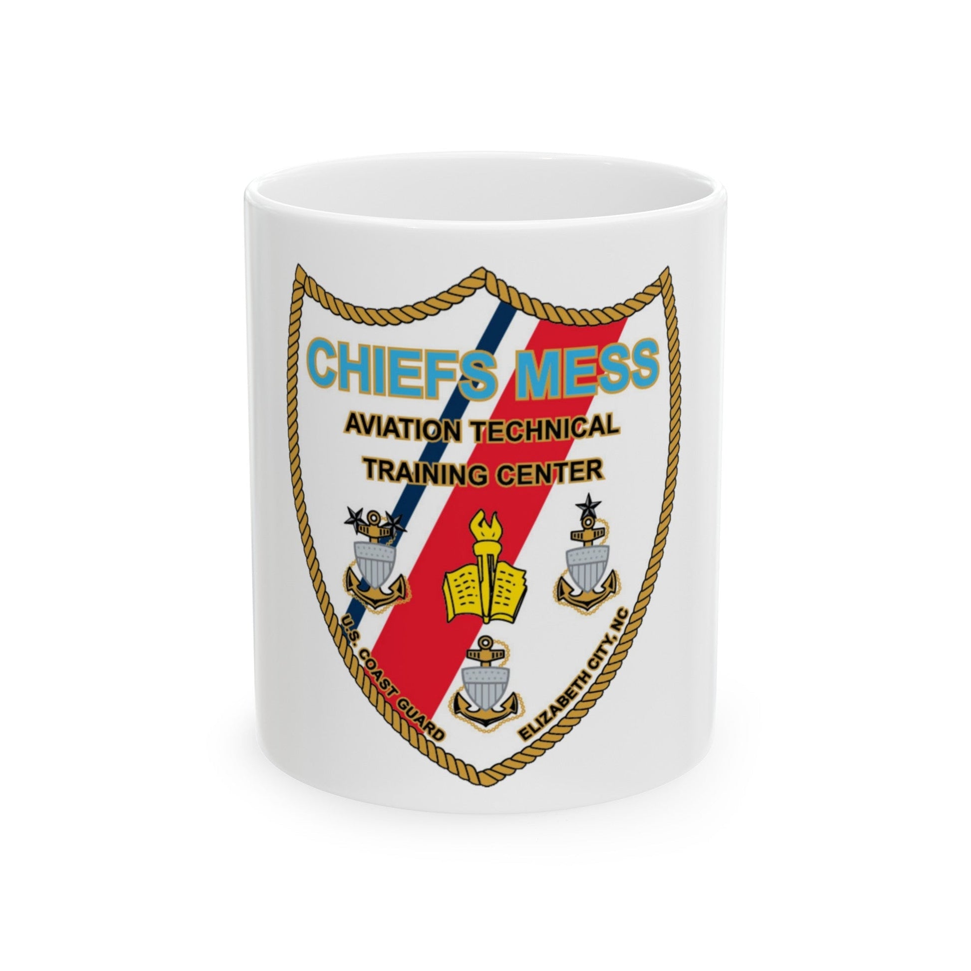 Chiefs Mess ATTC USCGC Elizabeth City NC (U.S. Coast Guard) White Coffee Mug-11oz-The Sticker Space