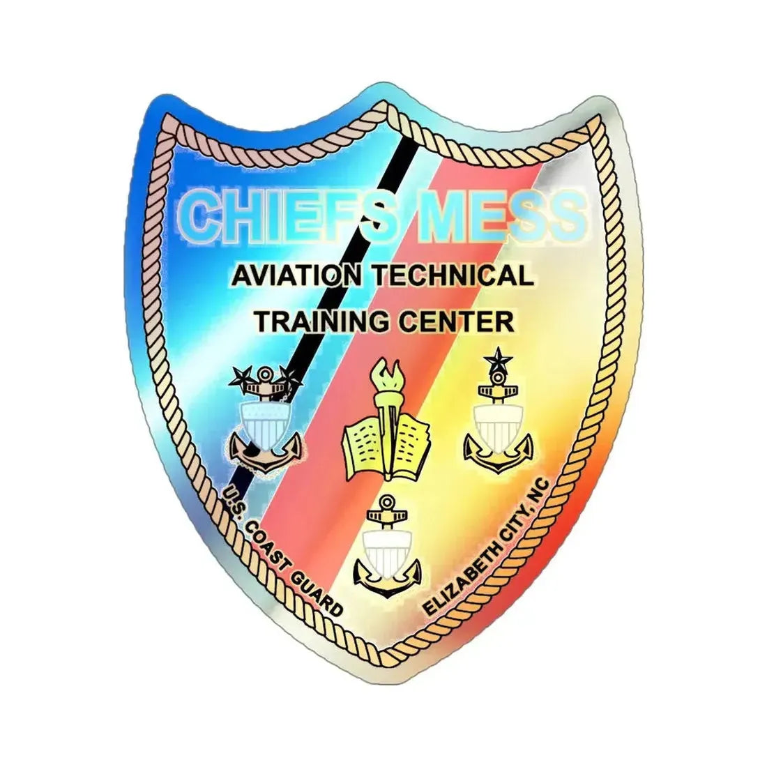 Chiefs Mess ATTC USCGC Elizabeth City NC (U.S. Coast Guard) Holographic STICKER Die-Cut Vinyl Decal 4 Inch Holographic - The Sticker Space