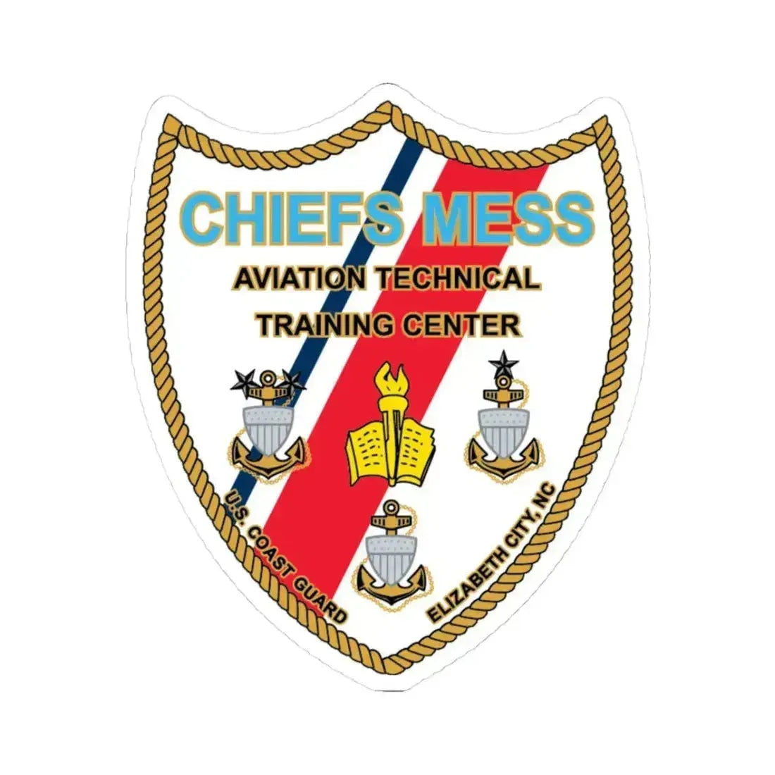 Chiefs Mess ATTC USCGC Elizabeth City NC (U.S. Coast Guard) STICKER Vinyl Kiss-Cut Decal 3 Inch White - The Sticker Space