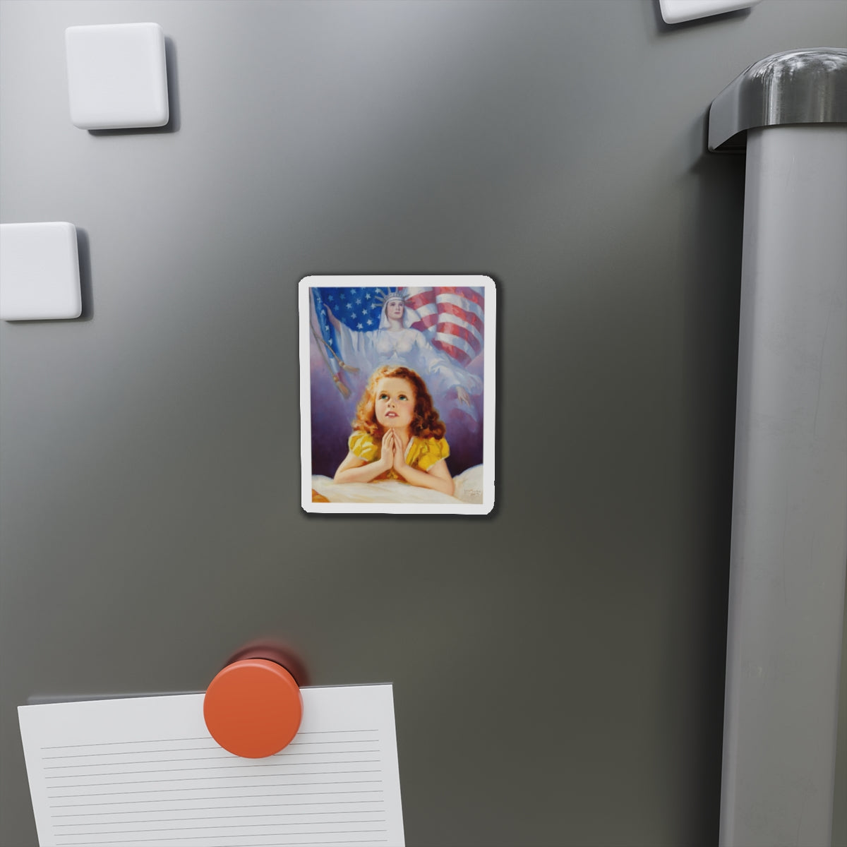 Child Praying, calendar illustration (Magazine Illustration) Refrigerator Magnet-The Sticker Space