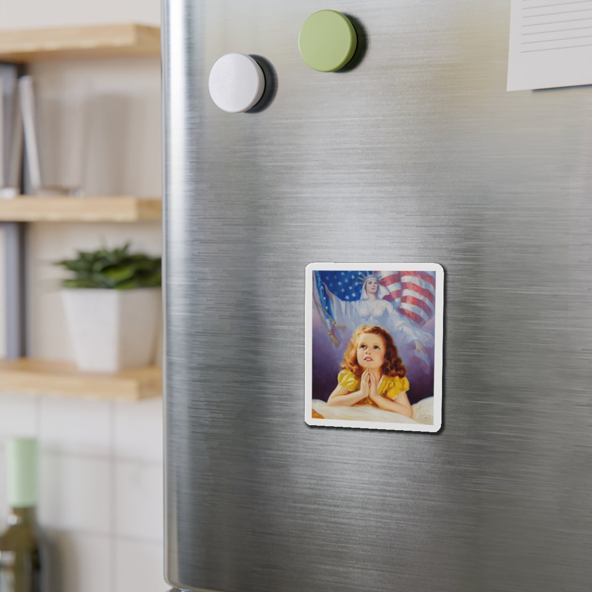 Child Praying, calendar illustration (Magazine Illustration) Refrigerator Magnet-The Sticker Space