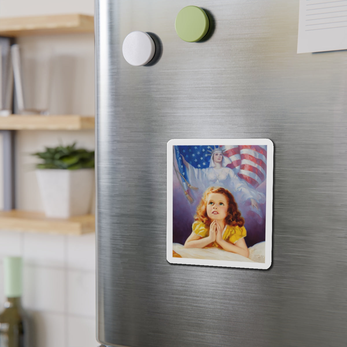 Child Praying, calendar illustration (Magazine Illustration) Refrigerator Magnet-The Sticker Space