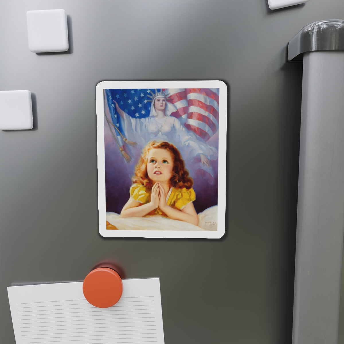 Child Praying, calendar illustration (Magazine Illustration) Refrigerator Magnet-The Sticker Space