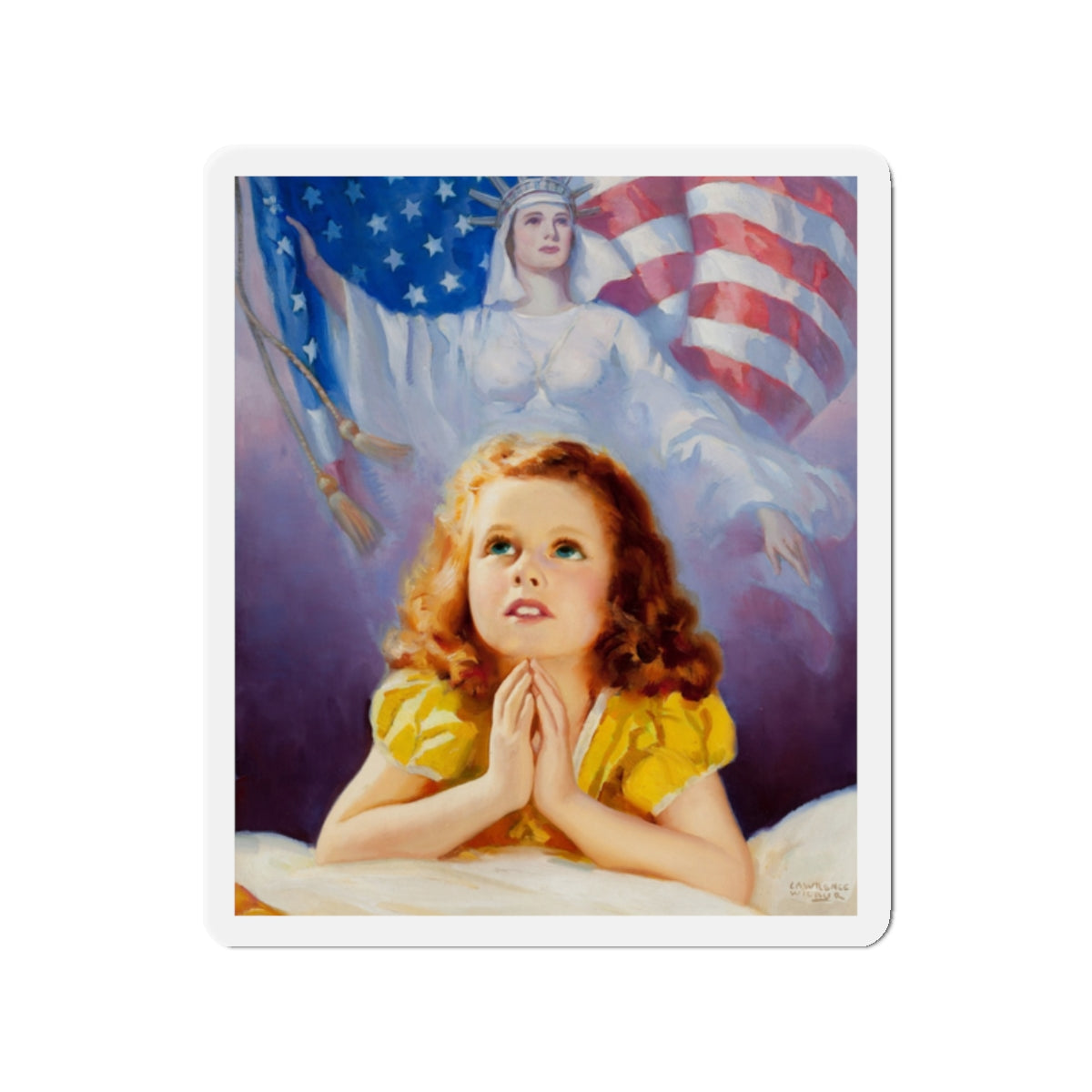 Child Praying, calendar illustration (Magazine Illustration) Refrigerator Magnet-2" x 2"-The Sticker Space