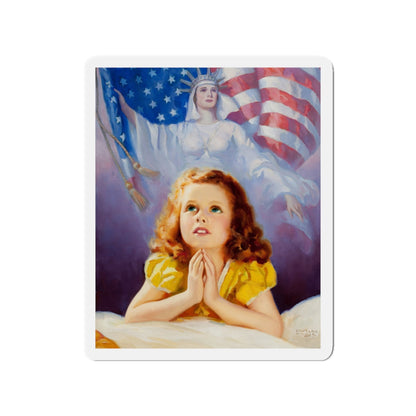 Child Praying, calendar illustration (Magazine Illustration) Refrigerator Magnet-3" x 3"-The Sticker Space