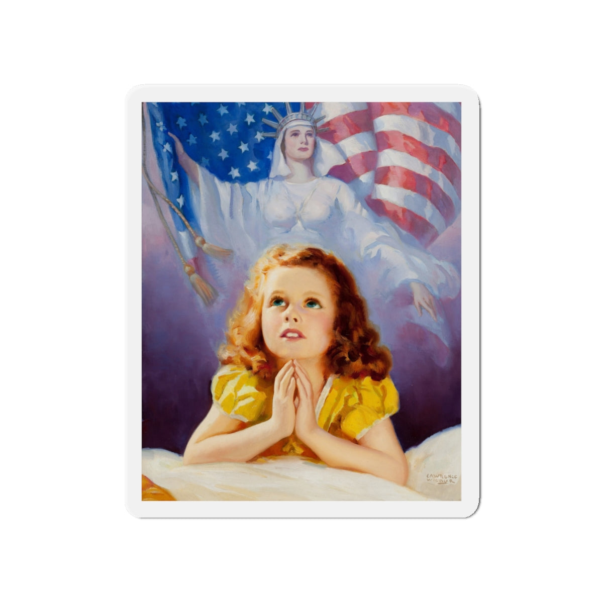 Child Praying, calendar illustration (Magazine Illustration) Refrigerator Magnet-4" x 4"-The Sticker Space