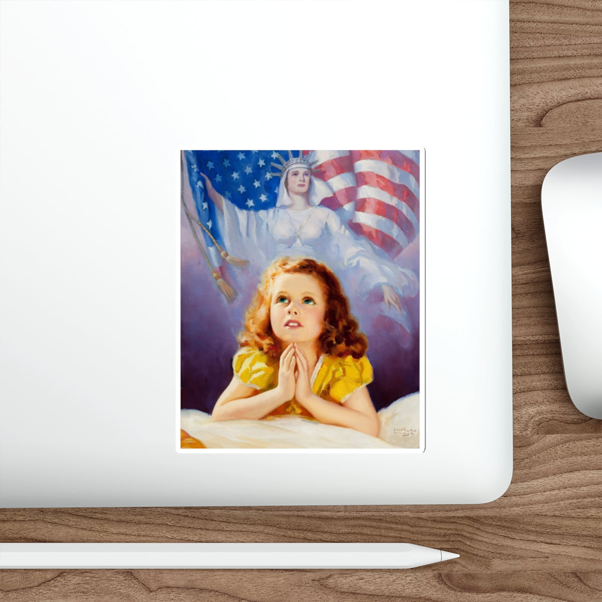 Child Praying, calendar illustration (Magazine Illustration) STICKER Vinyl Die-Cut Decal-The Sticker Space