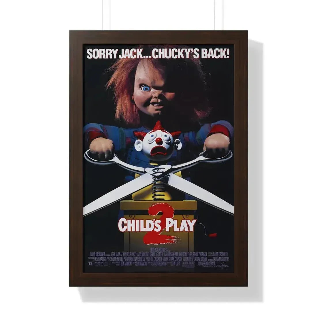 CHILD'S PLAY 2 1990 - Framed Movie Poster 16″ x 24″ Walnut - The Sticker Space