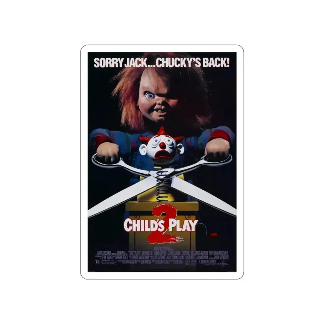 CHILD'S PLAY 2 1990 Movie Poster STICKER Vinyl Die-Cut Decal - The Sticker Space