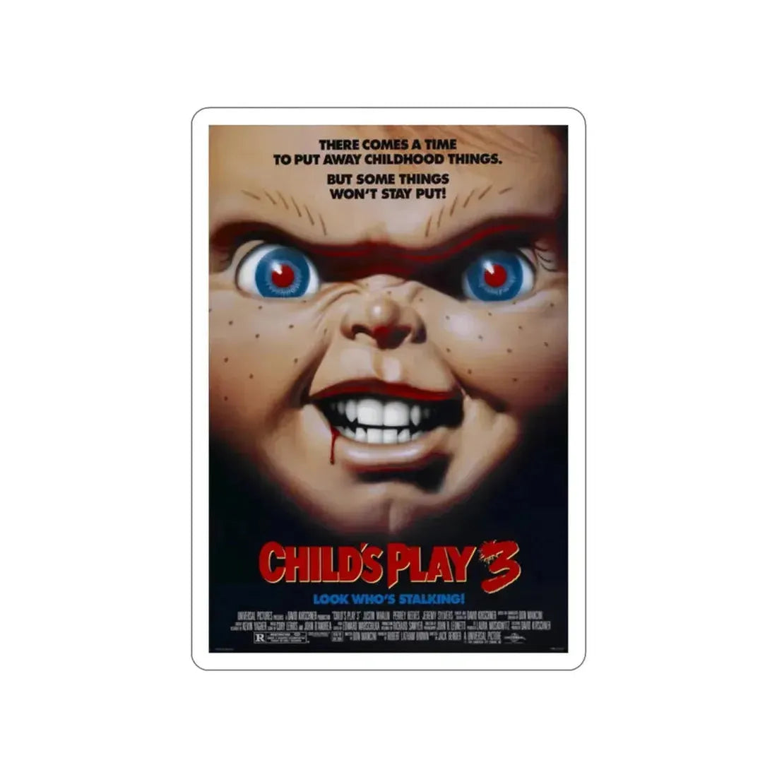 CHILD'S PLAY 3 1991 Movie Poster STICKER Vinyl Die-Cut Decal 2 Inch - The Sticker Space