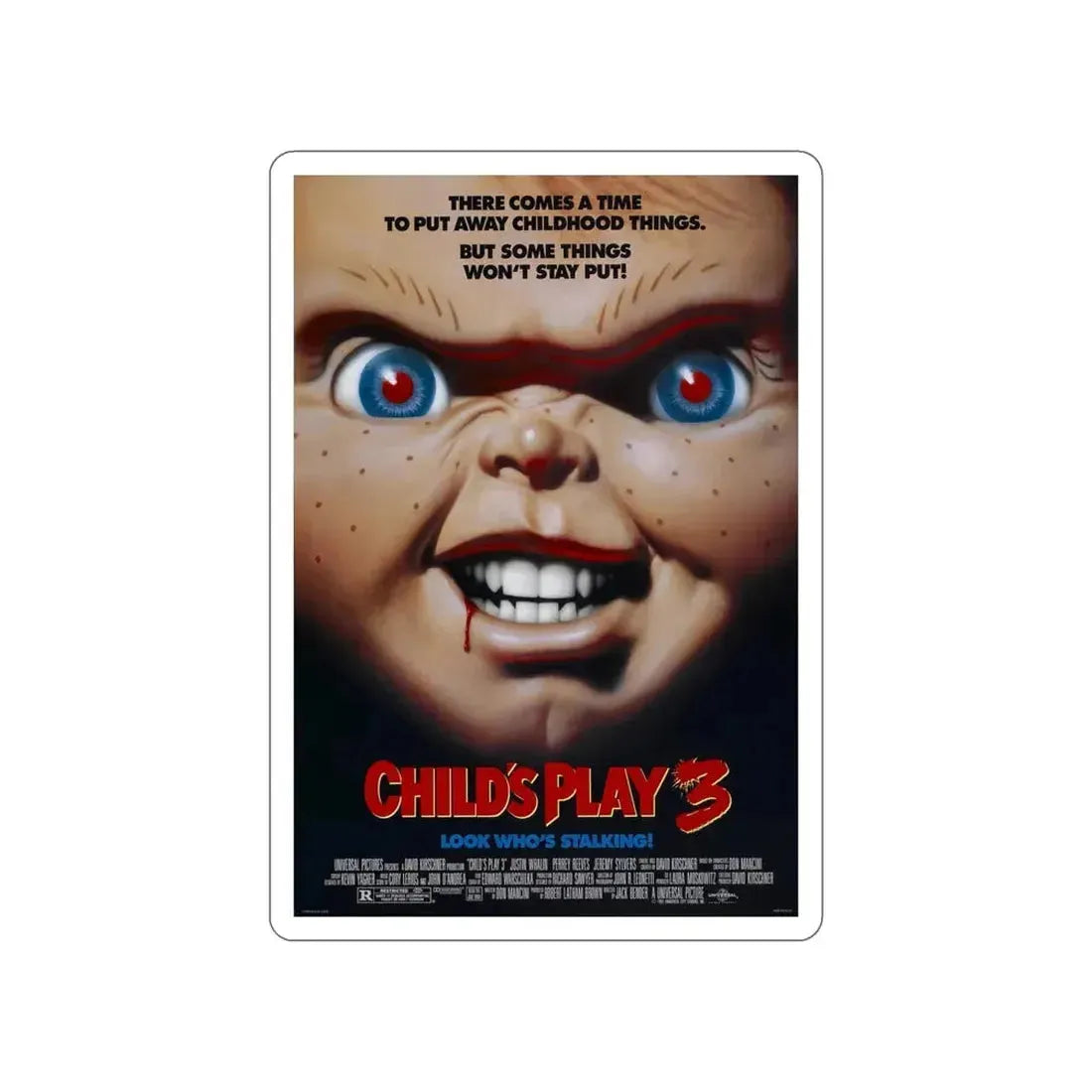 CHILD'S PLAY 3 1991 Movie Poster STICKER Vinyl Die-Cut Decal 6 Inch - The Sticker Space