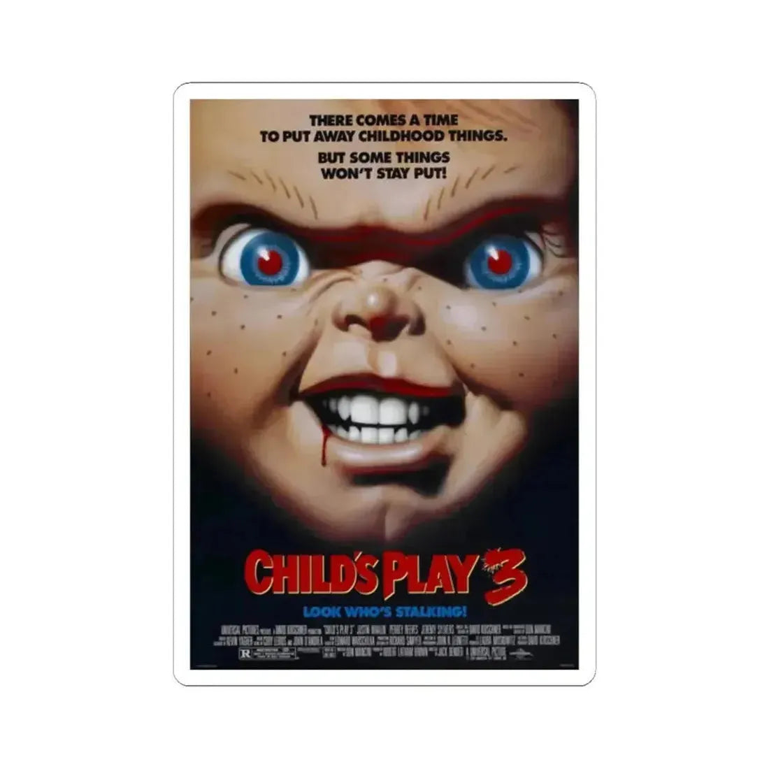 CHILD'S PLAY 3 1991 Movie Poster - STICKER Vinyl Kiss-Cut Decal 2 Inch White - The Sticker Space